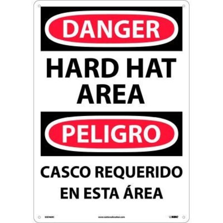 NATIONAL MARKER CO Bilingual Plastic Sign - Danger Hard Hat Area ESD46RC